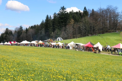 Blick auf den Mittelaltermarkt zu Luzern im Obergütsch